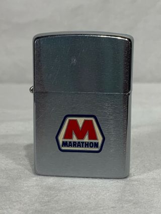 Vintage 1965 Zippo Marathon Advertising Gas Oil Petroliana Collector Lighter