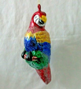 Unusual 8 " Vintage Blown Mercury Glass Parrot Figural Christmas Ornament