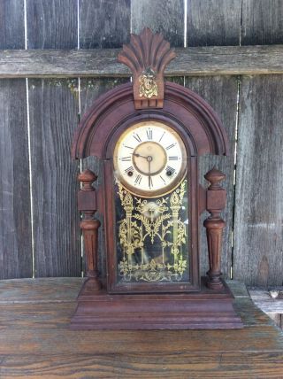 Antique Ansonia Fancy Parlor /shelf / Mantel Clock Complete,  Running Project