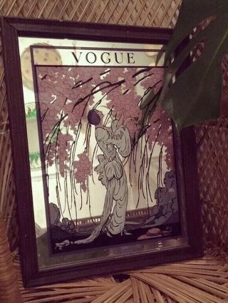 Rare Vintage Helen Dryden Art Deco Vogue Cover Mirror Cherry Blossom 32.  5x25cm