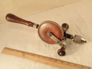 Vintage Goodell - Pratt Co.  No.  1515 Single Speed,  Egg Beater Hand Drill,  3 Bits