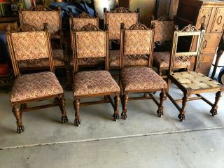 Set Of 8 Oak Headed Dining Chairs