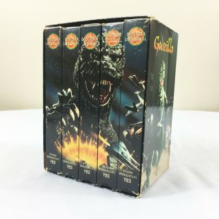 Vintage Godzilla Vhs Boxed Set Of 5 Monster Movies Gigan Gidrah Mecha Megalon