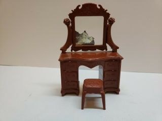 Vintage Doll House Minatures Reliable Vanity With Bench