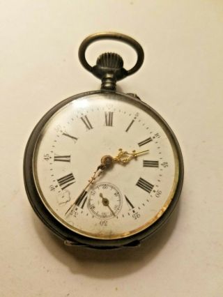 Antique Swiss Remontoir 0 Size.  800 Silver Pocket Watch