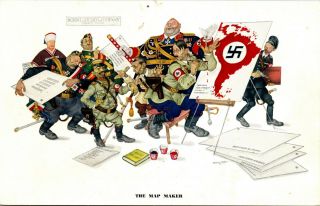 1942 Vintage Arthur Szyk Hitler Wwii Illustration The Map Maker