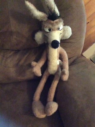Vintage Wile E Coyote 36 In Large Plush Warner 1971 Mighty Star Looney Tunes