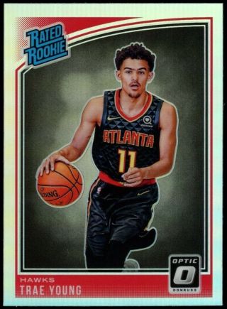2018 - 19 Trae Young Donruss Optic Holo Refractor 198 Hawks Rc Rated Rookie