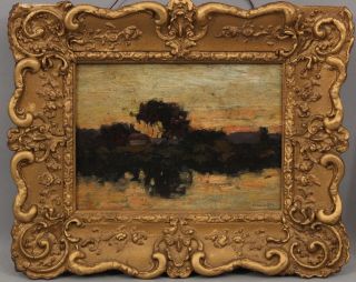 Small Antique Max Weyl German Impressionist Tonalist Landscape Oil Painting,  Nr