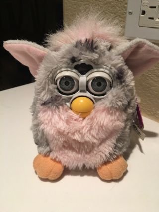 Vintage 1998 Furby Gray With Spots & Pink Tiger Electronics Model 70 - 800