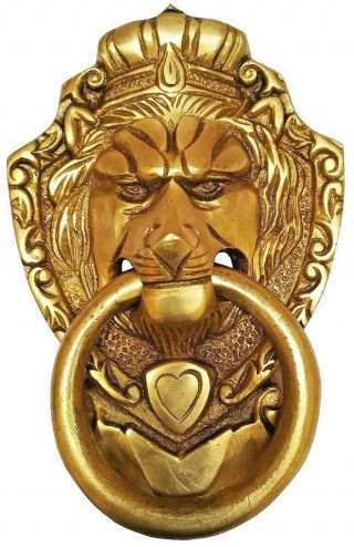 Lion Head Shape Door Bell Vintage Style Handmade Brass Door Knocker Pull Knob D9