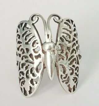 Vintage Sterling Silver Filigree Butterfly Ring Size 7 925