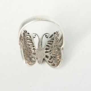 Vintage sterling silver Filigree Butterfly Ring size 7 925 2