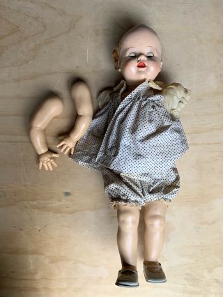 Old Vintage Plastic 50’s Baby Doll Horror Halloween Creepy Scary Ideal Brand Rae