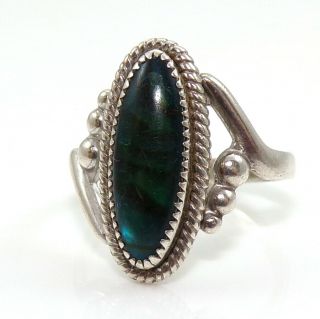 Vtg 5.  6gr Of Sterling Silver & Oval Abalone Bead Braid Ring Size 7 Zp