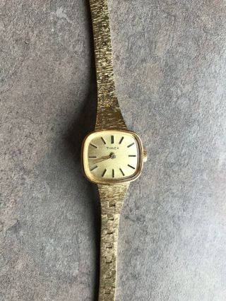 Vintage Timex Women’s Mechanical Watch Gold Tone Great Bin G