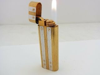 Cartier Paris Gas Lighter Oval Santos Two - Tone Gold Silver Plated (a