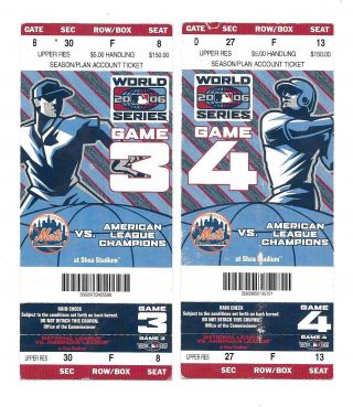 York Mets - 2006 World Series Tickets - Games 3 And 4 - Not Played