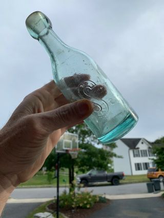 Vintage J A Seitz Easton Pa Blob Top Glass Bottle