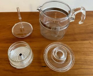 Vintage Pyrex 7756b 4 - 6 Cup Glass Percolator Coffee Pot Mid Century Mad Men