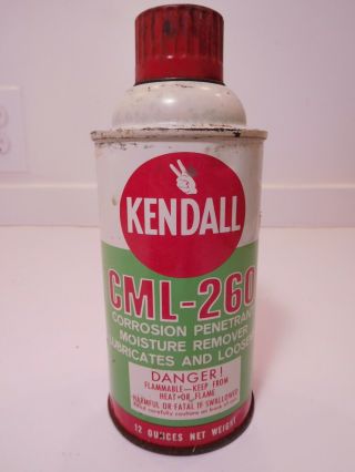 Full Vintage Kendall Oil Cml - 260 Spray Lubricant Oil Metal Can