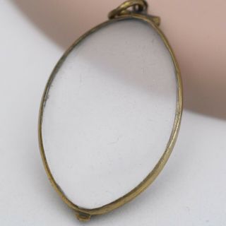 Antique Georgian Navette Gold Gf Double Sided Glass Photo Locket Pendant