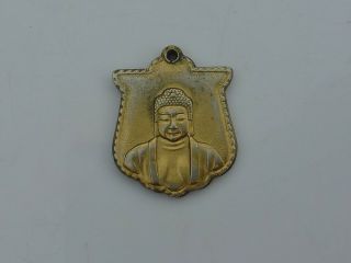 Vintage Gold Tone Charm Pendant Locket ? Slides Open Asian Buddha Pagoda Temple