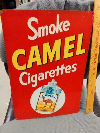 1950s Vintage Camel Cigarettes Tin Litho Sign - 18x12 -