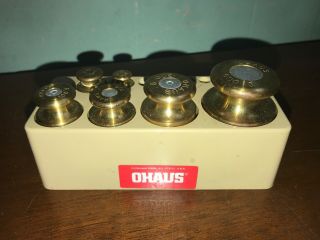 Vintage Ohaus Sto - A - Weigh Solid Brass Metric 13 - Weights Scale Set