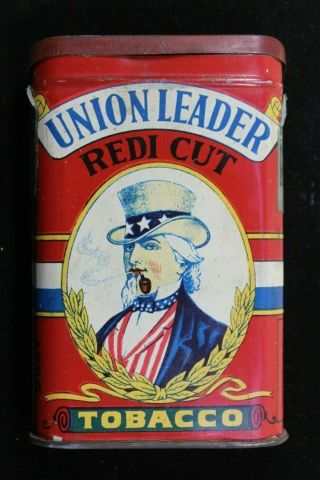 Empty Vintage Tobacco Pocket Tin Union Leader Uncle Sam Redi Cut