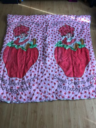 Vintage 1980 Rare Strawberry Shortcake Kids Pink Sleeping Bag