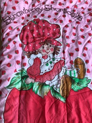 Vintage 1980 RARE Strawberry Shortcake Kids Pink Sleeping Bag 2