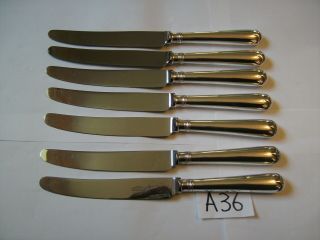 Vintage Old English Hollow Handle Silver Plate Dinner Table Knives Cutlery X 7