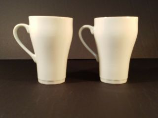 Set Of 2 Vintage Coffee Mugs Cups Orange Green & Pink Mod Floral Design c10 3