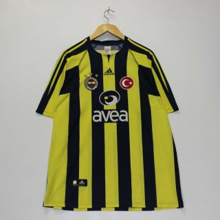 Vintage 2005 Fenerbahce Adidas Striped Soccer Football Jersey Kit Sz Xxl Yellow