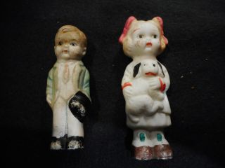 Antique Bisque Miniature Boy & Girl Doll.  Made In Japan.