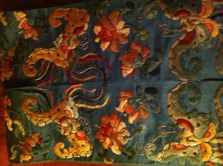 fine Real Antique Chinese Embroidery Silk Banner Qing Dynasty 3