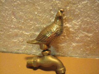 Vintage Heavy Brass Bronze Quail Outdoor Water Faucet Hose Spigot