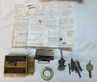 Vintage 1970 National Lock Dead Bolt Door Lock With Hardware V4225