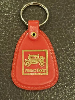 Vintage 1970s Fisher Body General Motors Red Keychain Gm