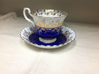 Vtg Royal Albert Bone China Teacup Regal Series,  Montrose Cobalt blue dainty 3