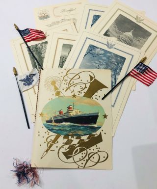 Vtg 1967 Ss United States Gala Dinner Lunch Breakfast Menus Flags From Table