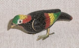Vintage Cloisonne Enamel Brass Figurine Bird Multicolor High End Setting 62f