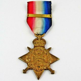 Antique 1914 Wwi British Mons Star War Campaign Military Service Named Medal