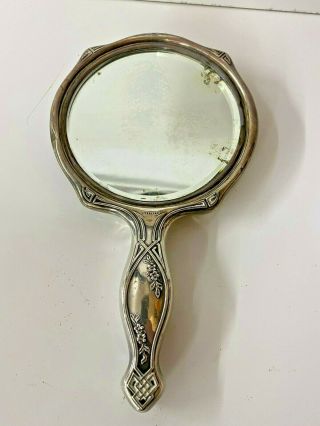 Fancy Vintage Sterling Silver Dressing Mirror Ca 1940s