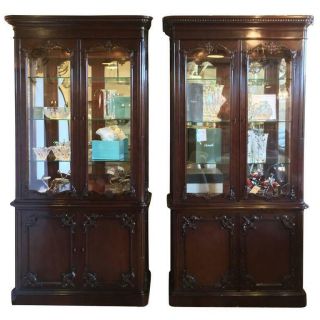 Monumental Chinese Chippendale Style Bookcase Vitrine Cabinets 401 - Sxx