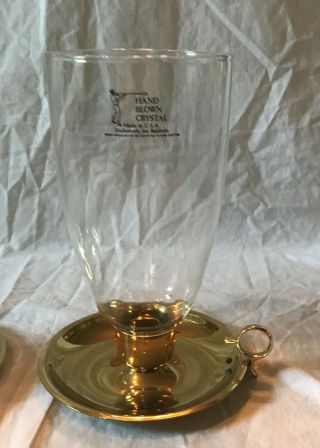 Vintage Baldwin Brass Chamber Hurricane Candle Holders w Glass Shades 3