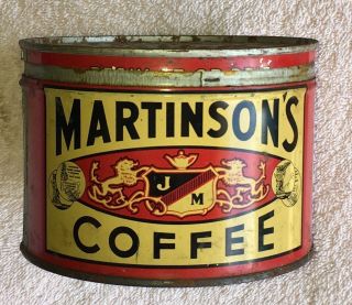 Vintage Martinson’s Jm Coffee Tin 1 Lb York Ny