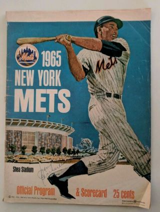 Autographed 1965 Ny Mets Vs Philadelphia Phillies Program
