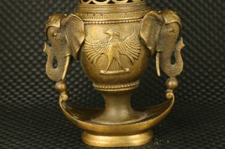 Antique big old bronze hand casting Elephant statue incense burner decoration 3